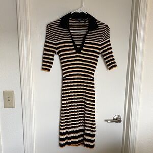 Theory Hudson Irregular Ribbed Polo Mini Dress Small